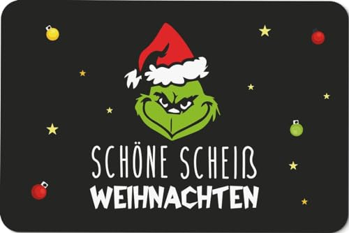 Tassenbrennerei Fußmatte - Grinch - Schöne Weihnachten - Türmatte lustig als Geschenk - rutschfeste - Deutsche Qualität