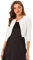 Allegra K Boléro en Mousseline Femme Blazer Court de Bureau à Haussement d'Épaules et à Manches 3/4 Cardigan Léger Court Plissé sans Col Blanc S