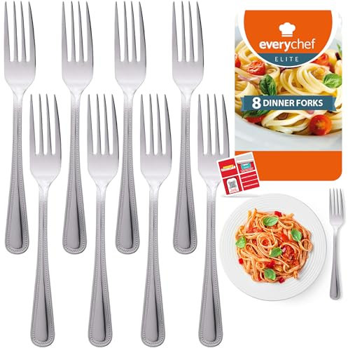 SOL 8pk Dinner Forks Set | Stainless Steel Fork Set, Cutlery Forks for Home, Dishwasher Safe Kitchen Forks, Table Forks Set, Metal Forks, Cutlery Forks