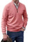 Suéter básico de cachemira con cremallera para hombre, suéter de punto casual de manga larga, suéter de punto sólido, rosa, M