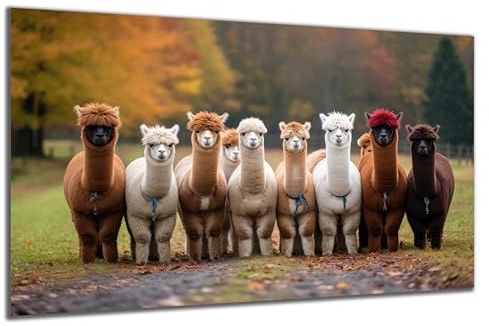DARO Design - Wand-Bild auf 6mm HDF 84x56 cm Alpaca Gang Lama - Wand-Deko Bilder Geschenk