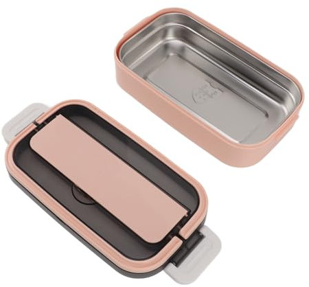 Caja Bento de Acero Inoxidable, Caja Bento Apta para Microondas, Estilo Japonés, a Prueba de Fugas para la Escuela para Trabajadores de Oficina (Rosa claro)
