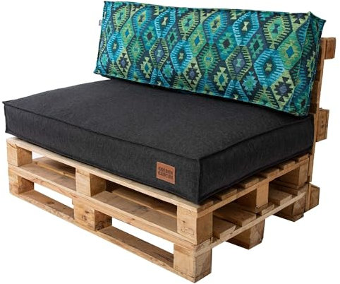 GoldenGroup Gartenset Kissen für Palettenmöbel Aztek - Polsterstoff - Langlebiges und Wasserdichtes Material - Sitzkissen 120cm x 80cm x 15cm, Rückenkissen (2X) 60cm x 40cm x 15cm