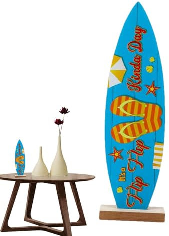 Meindin Surfbrett-Mittelstücke für Tische, Sommer- -Dekorationen, Surfbrett-Dekoration für Wand, Surfbrett-Strandschild, Sommer-Holzschild, multifunktional für Wanddekoration, verschönert den