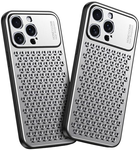 GANGANPRO Premium Alluminio Lega per iPhone 15 Pro Metallo Custodia, Sottile Anti-Caduta Anti-Graffio Dissipazione Calore, Adatta per iPhone 15 Pro Telefono Custodia 6.1 - Sliver