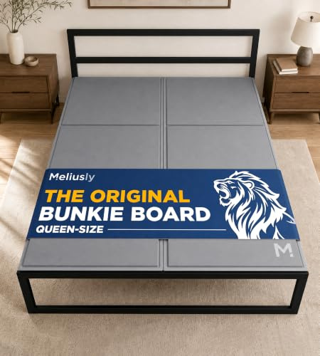Meliusly Low Profile Bunkie Board Queen Size (60x80) - Non-Slip Breathable Bed Support Board for Slatted Bed Frame, Anti-Sag Under Bed Support, Noise Minimizing Moisture Resistant Bed Board