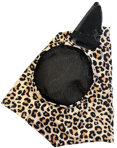 | Pferdeabdeckung | Pferdegesichtsausrüstung, Fliegenschutz Kopfbedeckung, Pferdegesicht Fliegenschild, Bequeme Fliegen, Pferdepflege Fliegenhaube, Leopardenmuster Pferdeabdeckung,