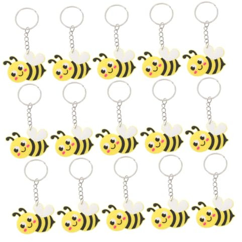 DIKACA 15 Stück Bienen Schlüsselanhänger Geldbörse Schlüsselanhänger Auto Schlüsselanhänger Bienen Medaillon Neuartiger Schlüsselanhänger Neuartiger Schlüsselanhänger Cartoon