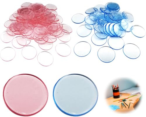 VONJUMA 200 Stück Spielchips Aus Re-Plastic Zählchips Marker Tokens Ideal Für Kinderhände Nachhaltig Hergestellt Transparent Rosa Blau Ø 19Mm