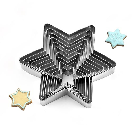 Shirene Moldes para Galletas,10 Piezas Cortadores de árbol de Galletas de Estrella,Cortadores de Galletas,Moldes de Metal de Acero Inoxidable Moldes Reposteria para Cocina,Cumpleaños,Navidad