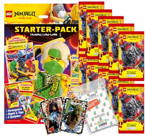 Bundle mit Lego Ninjago Serie 10 Trading Cards - 1 Starter + 10 Booster + Exklusive Collect-it Hüllen