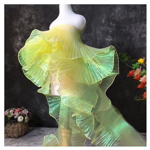Hotcinab Plissee Spitzenborte Organza Farbverlauf Tüll Rüschen Bunt Rüschenbesatz Spitzenstoff Plissiert Rüschenband für Hochzeitskleid Zubehör Applikationen DIY Handwerk Nähen