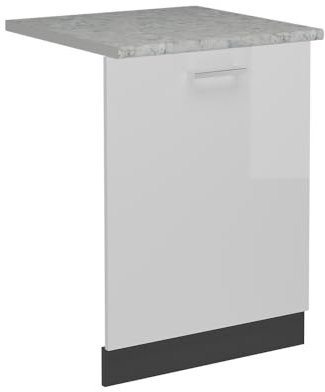 Vicco Tapa del lavavajillas R-Line, Blanco Alto Brillo, 60 cm, ET Mármol