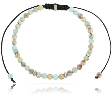 Made by Nami Chakra Armband Herren Boho Armband Perlen Perlenarmband Männer Wasserfester Schmuck Herren Geschenke Surfer Schmuck (Blau)