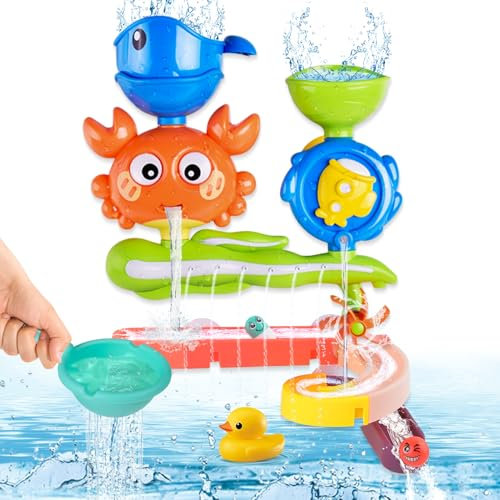 Badewannenspielzeug ab 1 2 3 4 Jahr,DIY Badespielzeug Baby ab 1jahr mit Kugelbahn & Saugnäpfen,Wasserspielzeug Kinder Spielzeug Geschenk,Badewannen Spielzeug Kinder,für Jungen Mädchen ab 1 2 3Jahr