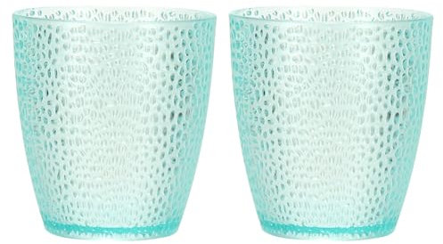 sourcing map Lot de 2 verres à eau réutilisables en plastique transparent incassables et empilables pour bière, cocktail, eau, jus, whisky - 200 ml - Bleu