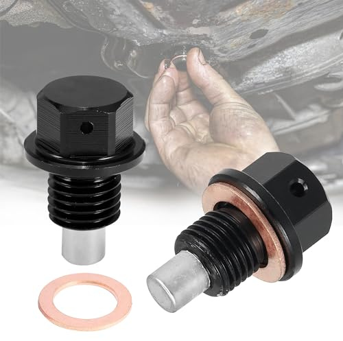CHENNAN 2 Stück Ölablassschraube mit Dichtring Magnetische M14X1,25 Universaler Magnetischer Ölablassschraube mit 2 Dichtungen Ölwannenschraube Ölwanne Aluminiumlegierung Ablassschraube (Schwarz)