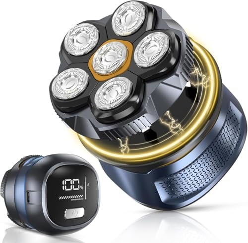 Glatzen Rasierer Herren Elektrisch 6D, 2 Modi Head Shaver Men Magnetische, Kopfrasierer Glatze für 0,0 mm, IPX7 Wasserdicht Kopf, Wiederaufladbar Typ-c, Leicht zu Reinigen Nass und Trockenrasierer
