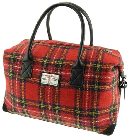 Harris Tweed Unisex Travel Overnight Duffel Bag, 25cm x 45cm x 22cm (Royal Stewart Tartan)
