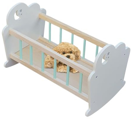 Etagenbett für Puppen aus Holz - WoodènMiniature 49x19cm | Umwandelbares Kinderbett mit Bettwäsche für Kleinkinder, Mädchen, Puppenhaus, Spielaktivitäten | Dolļ Wiege Schaukelbett Kindergarten