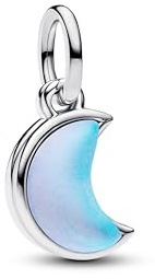 Pandora Moments Pendentif Double Charme en Forme de Croissant de Lune en Argent Sterling avec résine, Compatible avec ME et Moments, 794272C01