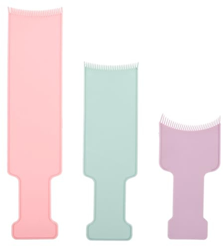 ASAKKURA 3 Stück Selbstgemacht Haarfärbebrett aus Kunststoff für Einfaches Highlights Auftragen im Salon und Zuhause Inkl Strähnenkamm für Professionelle Haarverblendung