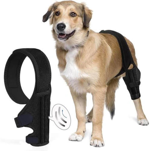OEBUAFI Rodillera para Perro para Ligamento Cruzado de Rótula con Luxación del Ligamento Cruzado Anterior desgarrado. Soporte Ajustable para Patas Traseras con Neopreno Suave para (S)