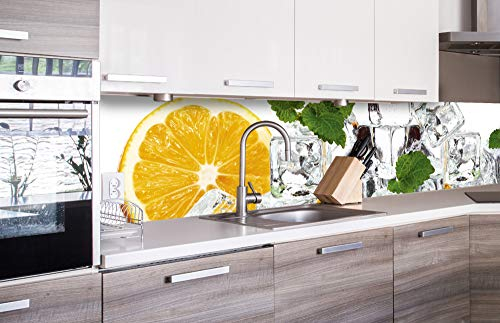 Dimex Küchenrückwand Folie selbstklebend Zitrone UND EIS | Klebefolie - Dekofolie - Spritzschutz für Küche | Made in EU - 260 cm x 60 cm