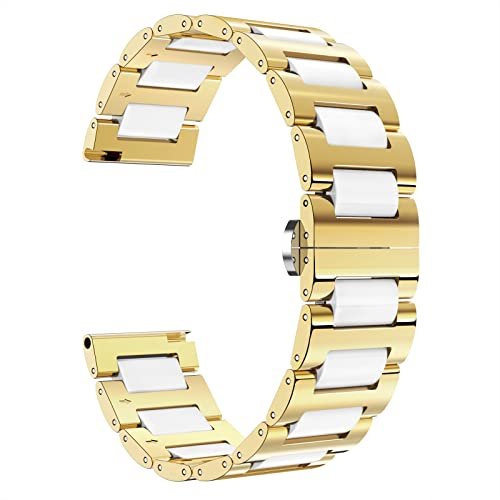 BINLUN Ersatz Armband Edelstahl Keramik Armband Poliert 12mm /14mm /18mm /20mm /22mm mit Butterfly Schnalle