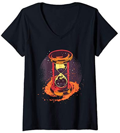 Femme Graphique d'un sablier de sable T-Shirt avec Col en V