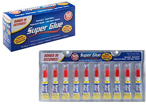Super Glue ONE USE Tube 10 in Pack (1 GM Each) Bonds in Seconds Premium Qty