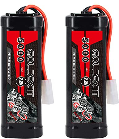 GOLDBAT NiMH-Akku mit Tamiya-Anschluss, 5000 mAh, 7,2 V, für ferngesteuertes Auto, LKW, ferngesteuertes Boot, LOSI Associated HPI Kyosho Tamiya Quadcopter Drohne Hobby (2 Stück)