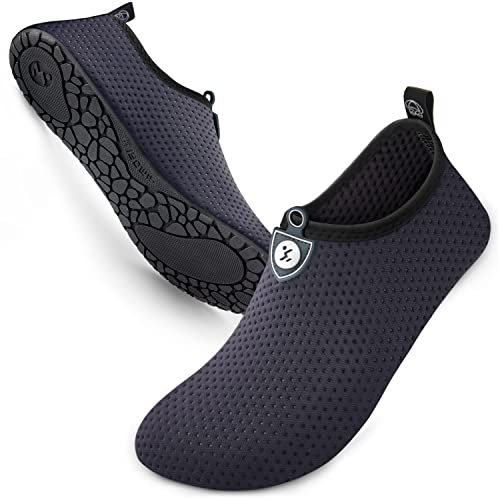 SIMARI Wasserschuhe Damen und Herren, schnelltrocknend, Barfuß, für Outdoor, Strand, Schwimmen, Sport, Yoga, Schnorcheln 605 Circle dot Grey, EU 46/47, SWS001