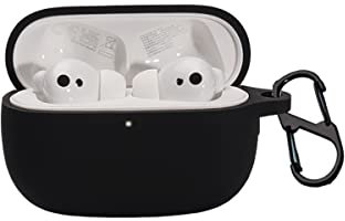 BoLuo Case for Honor Earbuds 3 Pro with Carabiner, Silicone Anti-fall Earphone Cover Skins Pounch,Protective Cover Shockproof Shell for Honor Earbuds 3 Pro TWS Wireless Bluetooth Earphone (black)