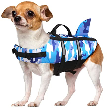 Rettungsweste Kleiner bis mittelgroßer Hund mit Griff und reflektierender Hai Camouflage Rettungsweste pink