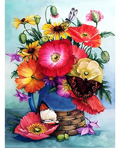 NAIMOER Diamond Painting Erwachsene Set Blumen - Diamant Painting Bilder - Diamant Malerei Kits - Diamond Painting Bilder 30x40cm