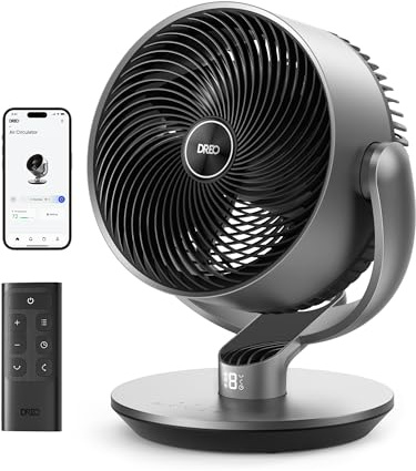 Dreo - Ventiladores inteligentes silenciosos de 16 pulgadas y 25 dB para recámara, ventilador de sala de CC con control remoto, ventilador oscilante de 120 ° +90 °, 6 modos, 9 velocidades,