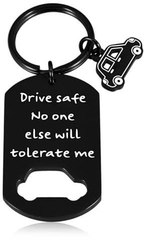 Chatquidort Drive Safe Schlüsselanhänger Geschenke für Freund Date Night Ideen für Ehemann Freund Schlüsselanhänger von Freundin Jahrestag Stahl Geschenke für Ihn Sie Valentinstag Weihnachtsgeschenke