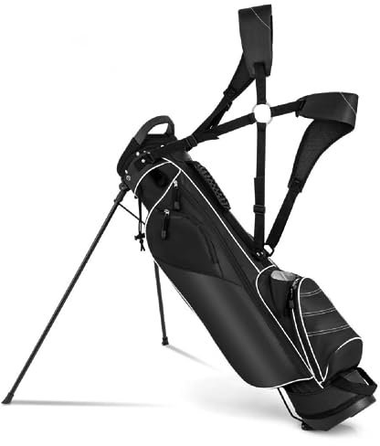 SPOTRAVEL Golf Stand Bag, Lightweight Golf Clubs Storage Bags with Adjustable Dual-Strap, 4-Way Top Divider & Foldable Bracket, Waterproof Golf Trolley Bag for Adults (Black)