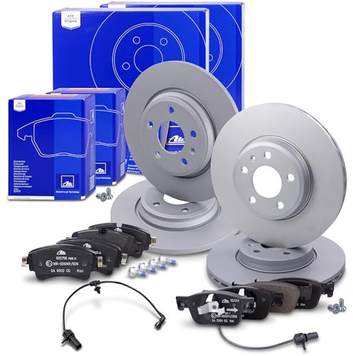 ATE Bremsenset inkl. Bremsscheiben vorne Ø 314 mm belüftet + hinten Ø 300 mm voll und Bremsbeläge vorne + hinten und Verschleißkontakt Kompatibel mit AUDI A4 B9, A5