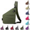 Vordpe Diebstahlsichere Reisetasche, Anti Diebstahl Tasche, Damendiebstahlsichere UmhäNgetasche, Wasserresistent Sling Bag Brusttasche aus Nylon für Herren Damen (Linke Schulter, Armeegrün)