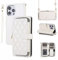 FMPCUON Case for iPhone X/XS, Multiple Card Slots Leather Wallet Shockproof Flip Cover with Hand Strap Card Slots Zipper Pocket Kickstand Handbag Magnetic Closure,White