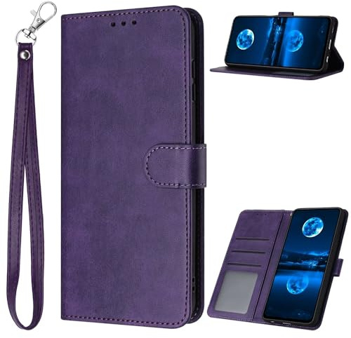 xinyunew Coque pour Samsung Galaxy J7 Pro 2017 + 2 Verre Trempé Protection,[RFID Blocage] Etui Protection Housse Premium en Cuir PU, [Fentes pour Cartes] Bouton Magnétique Flip Case -Violet