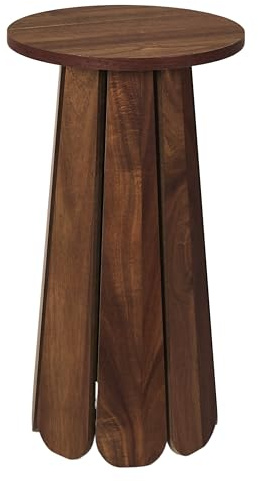 HOME DECO FACTORY Zeitungsständer Filz Zeitschriftenhalter Grau | Beistelltisch „Will“ aus Holzwerkstoff, Kollektion „Softness“, 30 cm Durchmesser, Wohnzimmer, braun