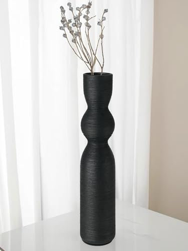 Black Vases Home Decor, 38cm Tall Ceramic Flower Vase for Flowers, Branches and Dried Flowers, Vases for Your Kitchen, Living Room, Office, Table Centerpieces, Wedding Decorative