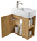 Schwänlein® 40 cm Waschtisch-Set mit Waschtischunterschrank und Chromarmatur, Bad-WC Goldeiche (weiß, Chromarmatur, eichenfarbener Badschrank)