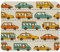 Bus-Taxi- und Auto-Mauspad, quadratisches Mauspad für Büro-Laptop, rutschfeste Gummiunterseite, Gaming-Mauspad, 21,1 x 24,9 cm