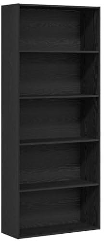 vidaXL Bücherregal Schwarz Eichen-Optik 80x30x189 cm Holzwerkstoff, Bücherschrank, Bücherständer, Aktenregal, Bücherablage, Lagerregal, Standregal