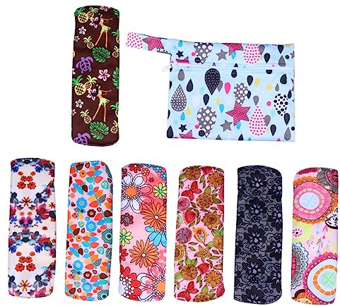 FOMIYES 8pcs Breathable Cotton Sanitary Napkin Bamboo Napkins Reusable Washable Period Protection