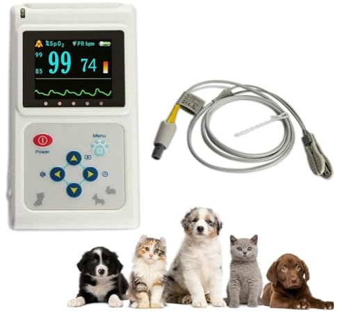 Veterinary Machine,Handheld Veterinary Pulse Oximeter, Accurate Pet Heart Rate Monitor for Cats and Dogs, Blood Oxygen Saturation Medical Monitoring Equipment Ear/Tongue Sensor Pro